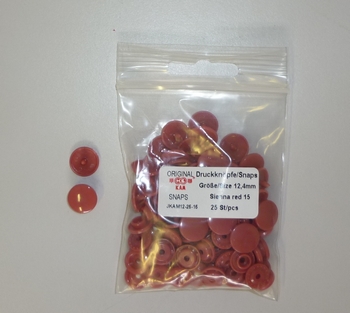 Kamsnap press-buttons 12.4mm (25 pcs), Sienna Red 15